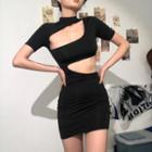 Short Sleeve Cut-out Mini Bodycon Dress