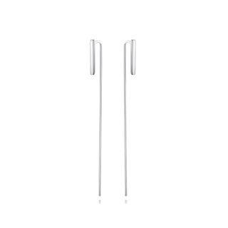 Sterling Silver Simple And Fashion Geometric Strip Earrings Silver - One Size