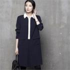Collared Dual-pocket Contrast-trim Dress