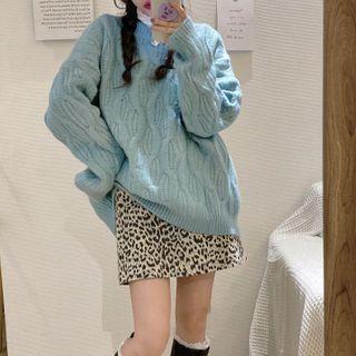 Chunky Knit Sweater Aqua Blue - One Size