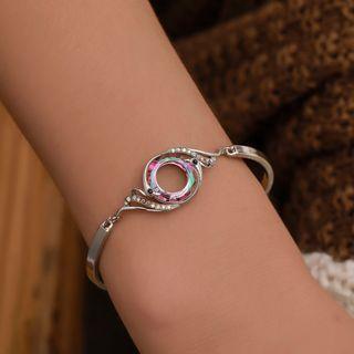 Gemstone Bangle 01 - 11554 - Silver - One Size