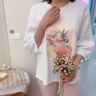 Drop-shoulder Floral Print T-shirt