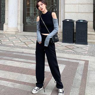 Cold-shoulder Paneled T-shirt / Cold-shoulder A-line Dress