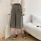 Plain Blouse / Plaid Midi Skirt