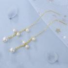 925 Sterling Silver Faux Pearl Threader Earring 1 Pair - E136 - Gold - One Size