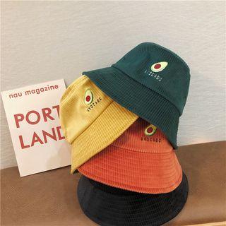 Avocado Embroidered Corduroy Bucket Hat