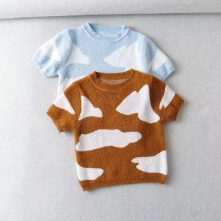 Short-sleeve Cloud Jacquard Crop Top