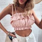 Tied Straps Ruffle Details Top