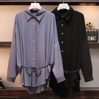 Tie Waist Oversized Shirt