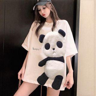 Panda Detail Elbow-sleeve T-shirt