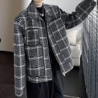 Stand Collar Plaid Jacket