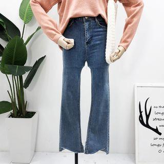 High-neck Straight-cut Jeans