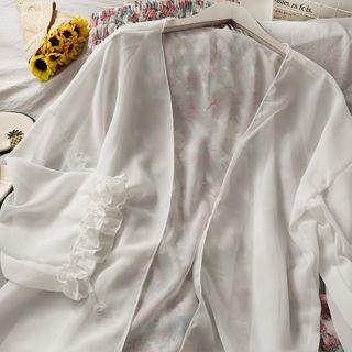Open-front Long Light Top White - One Size