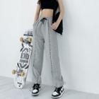 High-waist Drawstring Gathered Cuff Sweatpants Gray - One Size