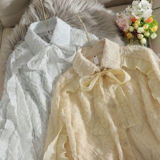 Tie-neck Ruffled Lace Blouse