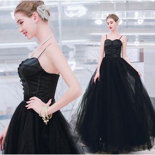 Lace-up Back Spaghetti Strap Evening Gown