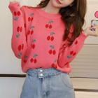 All Over Jacquard Sweater Red - One Size