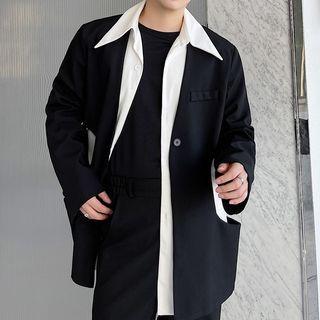 Set: Plain Shirt + Open Back Blazer