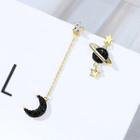 Non-matching Moon & Planet Dangle Earring 1 Pair - Ear Stud - Star & Moon - One Size