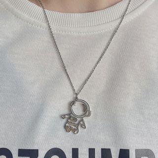 Astronaut Pendant Stainless Steel Necklace Silver - One Size