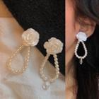 Rose Beaded Ear Stud 1270a - 1 Pair - Rose - White - One Size