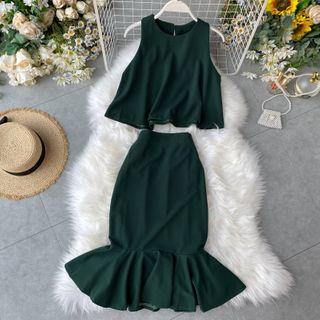 Set: Tank Top + Mermaid Fitted Skirt