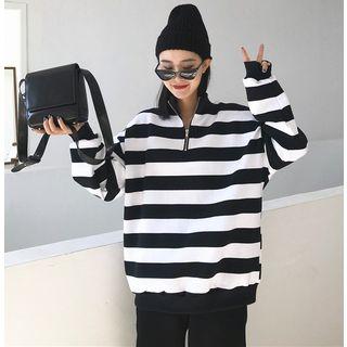 Loose-fit Half-zip Striped Pullover
