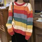 Striped Sweater Red & Orange & Yellow - One Size
