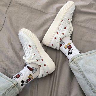 Strawberry Printed Platform Lace-up Sneakers