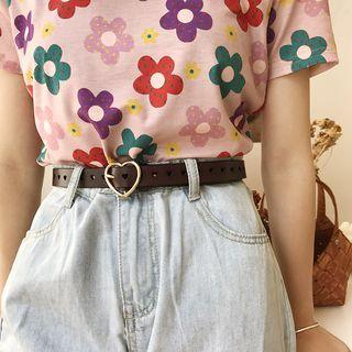 Heart Buckled Genuine Leather Belt