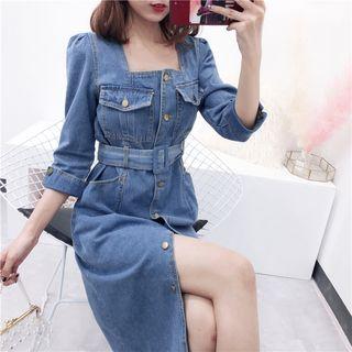 Square Neck Denim Dress