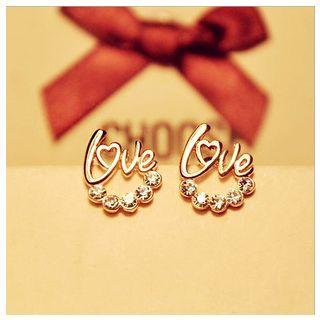 Lettering Rhinestone Earring
