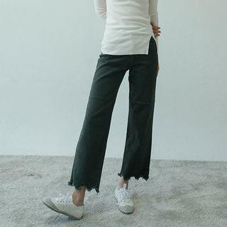 Fringed-hem Wide-leg Pants