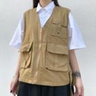 Couple Matching Cargo Vest Khaki - One Size