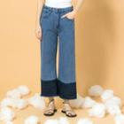Fray Hem Panel Wide-leg Jeans