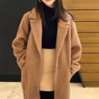 Peaked-lapel Wool Blend Maxi Coat