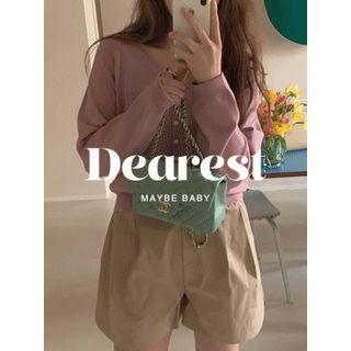 Round-neck Plain Cardigan Lilac - One Size