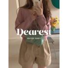 Round-neck Plain Cardigan Lilac - One Size