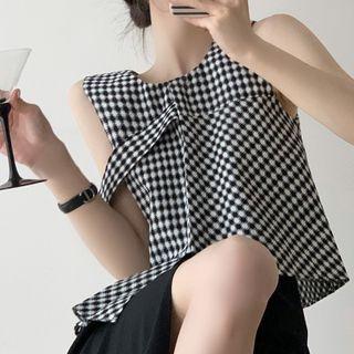 Sleeveless Check Blouse