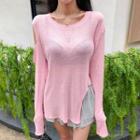 Cutout-detail Linen Blend T-shirt