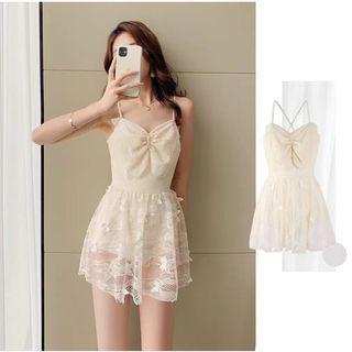 Bow Lace Panel Swimdress