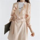Open-front Flap Trench Coat With Sash
