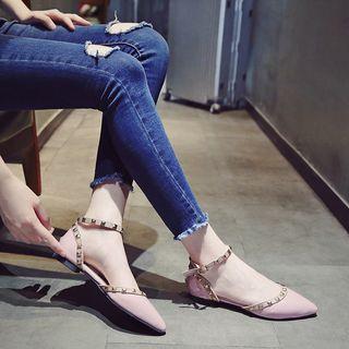 Studded Ankle-strap Flats