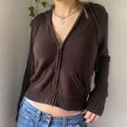Long Sleeve Knitted Zip-up Jacket
