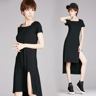 Short-sleeve Dip Back Dress