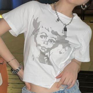 Print Cropped Vintage T-shirt