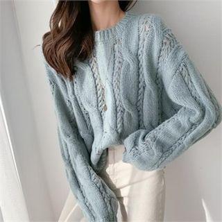 Punched Cable-knit Sweater