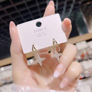 Star Rhinestone Alloy Dangle Earring 1 Pair - Gold - One Size