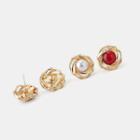 Cat Eye Stone / Faux Pearl Earrings