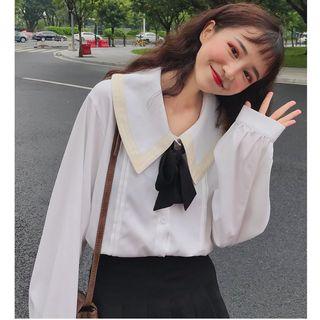 Sailor Collar Bow-accent Blouse